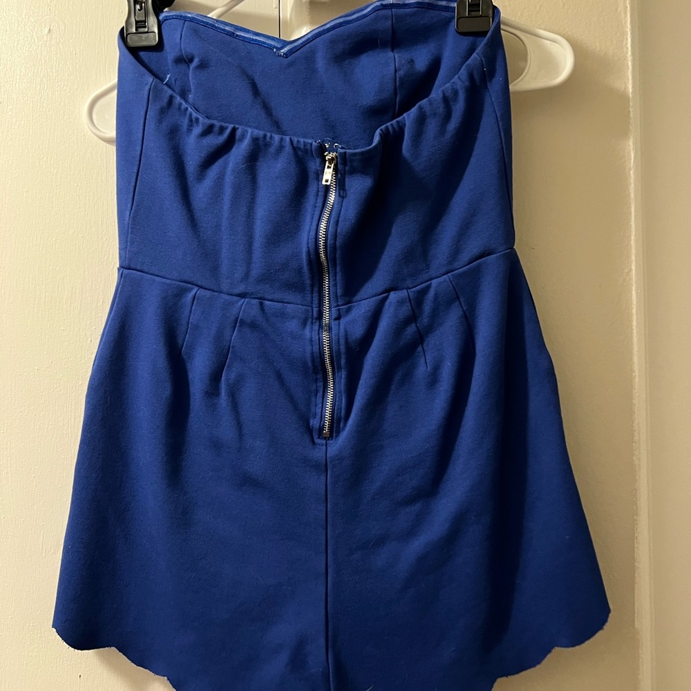Blue strapless romper